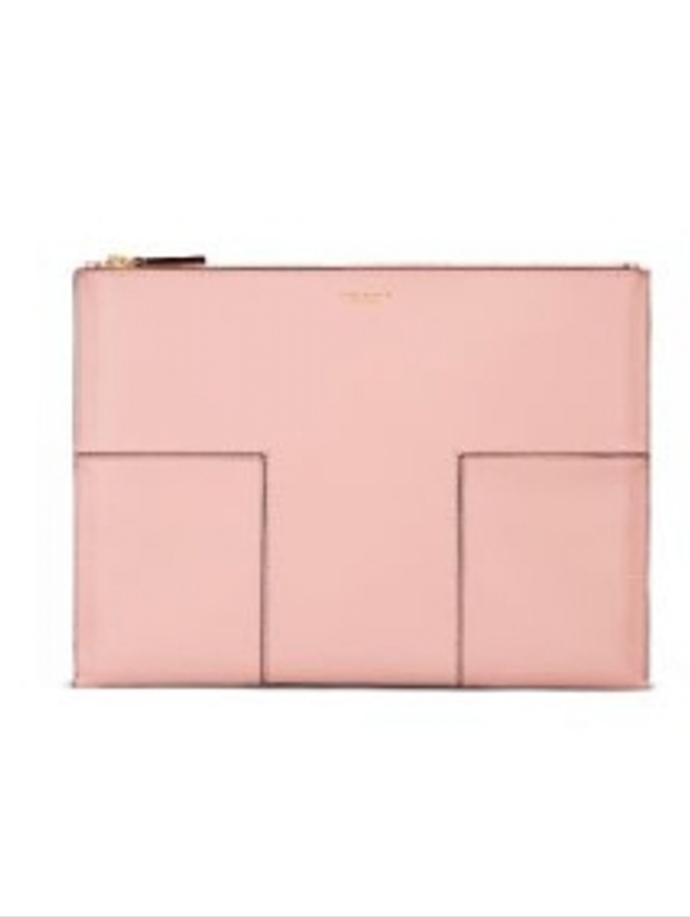 Tory Burch Blush Pink Leather Zip Clutch